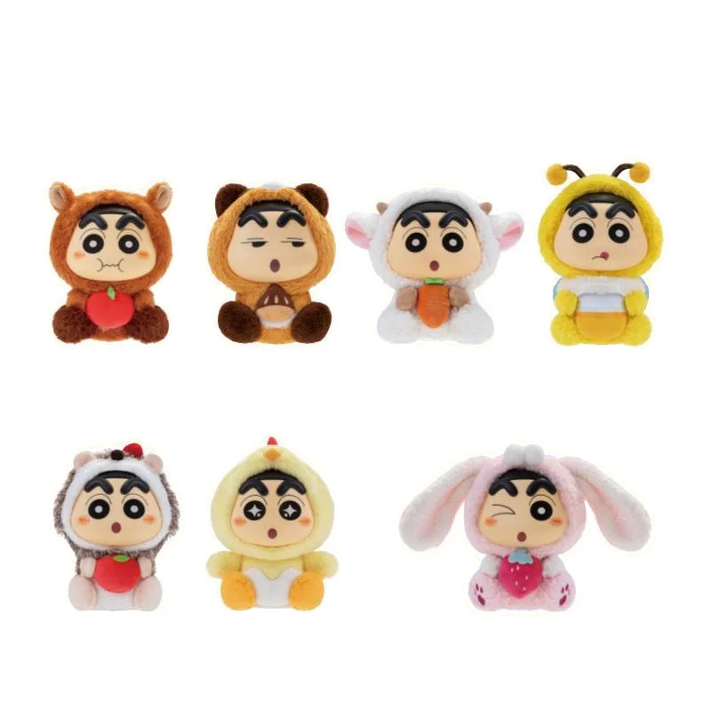 Crayon Shinchan Cute Animal Blind Box Vinyl Plush Doll Lovely Ornament Mini Figurine Gifts for Anime Fans Daily Collection Decor