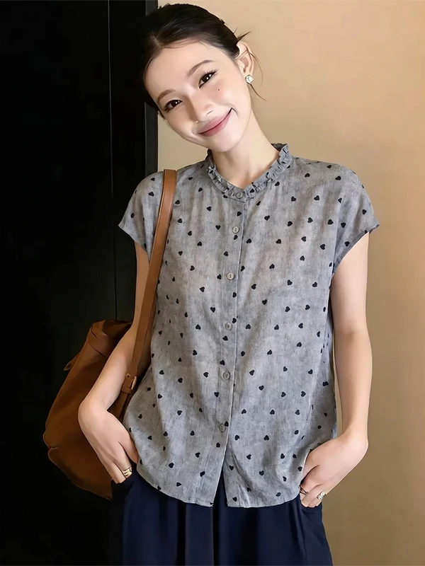 

Light Maturity Style Short Sleeve Women's Shirt Summer New Small Audience Design Lace Collar High-End Feeling Anti-Aging Top