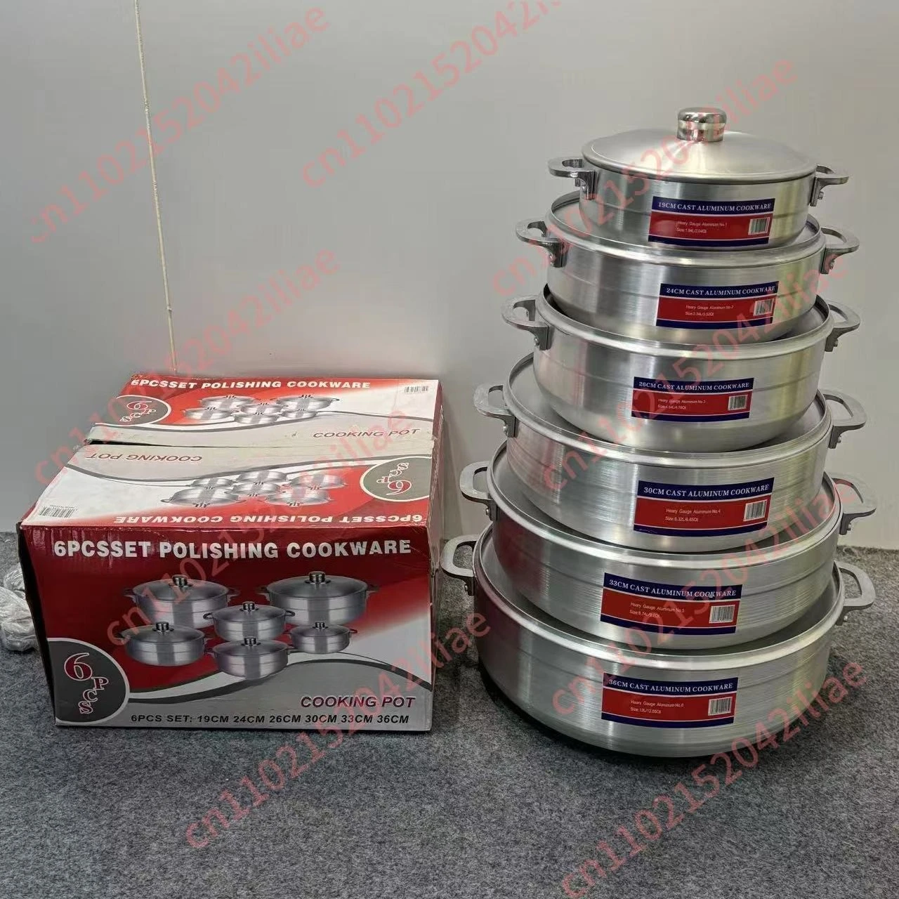 Kochgeschirr-Set Küchenzubehör Aluminium Runder Suppentopf 6-teilig Antihaft-Schmortopf-Set Gusseisen-Kochgeschirr-Set Große Kasserolle