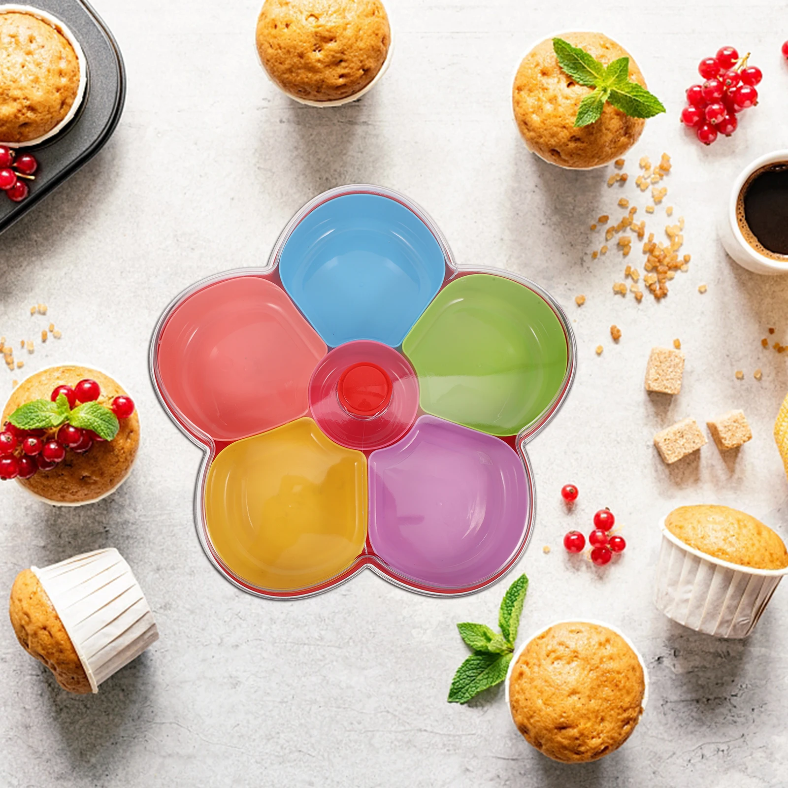 

Plum Blossom Fruit Plate Snack Storage Box Large Capacity Compartment Design Safe PP Material Easy Clean Kitchen Dining