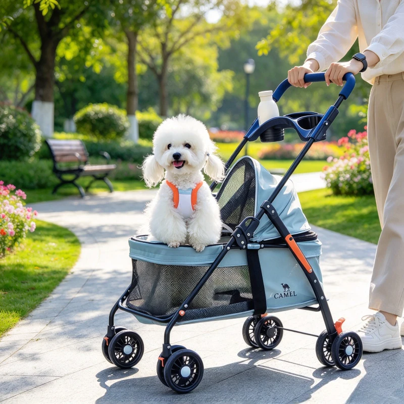 Foldable Pet Stroller Lightweight Breathable Dog Cat Carrier Cart Durable Outdoor Travel Walks Portable Pushchair 반려동물 유모차
