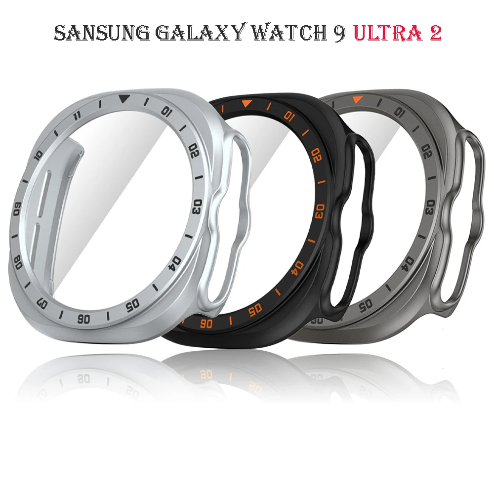 Hard PC Case for Samsung Galaxy Watch 9 Ultra 2 47MM Scale Sturdy Bumper with HD Screen Protector Film Cover Watch Accessories