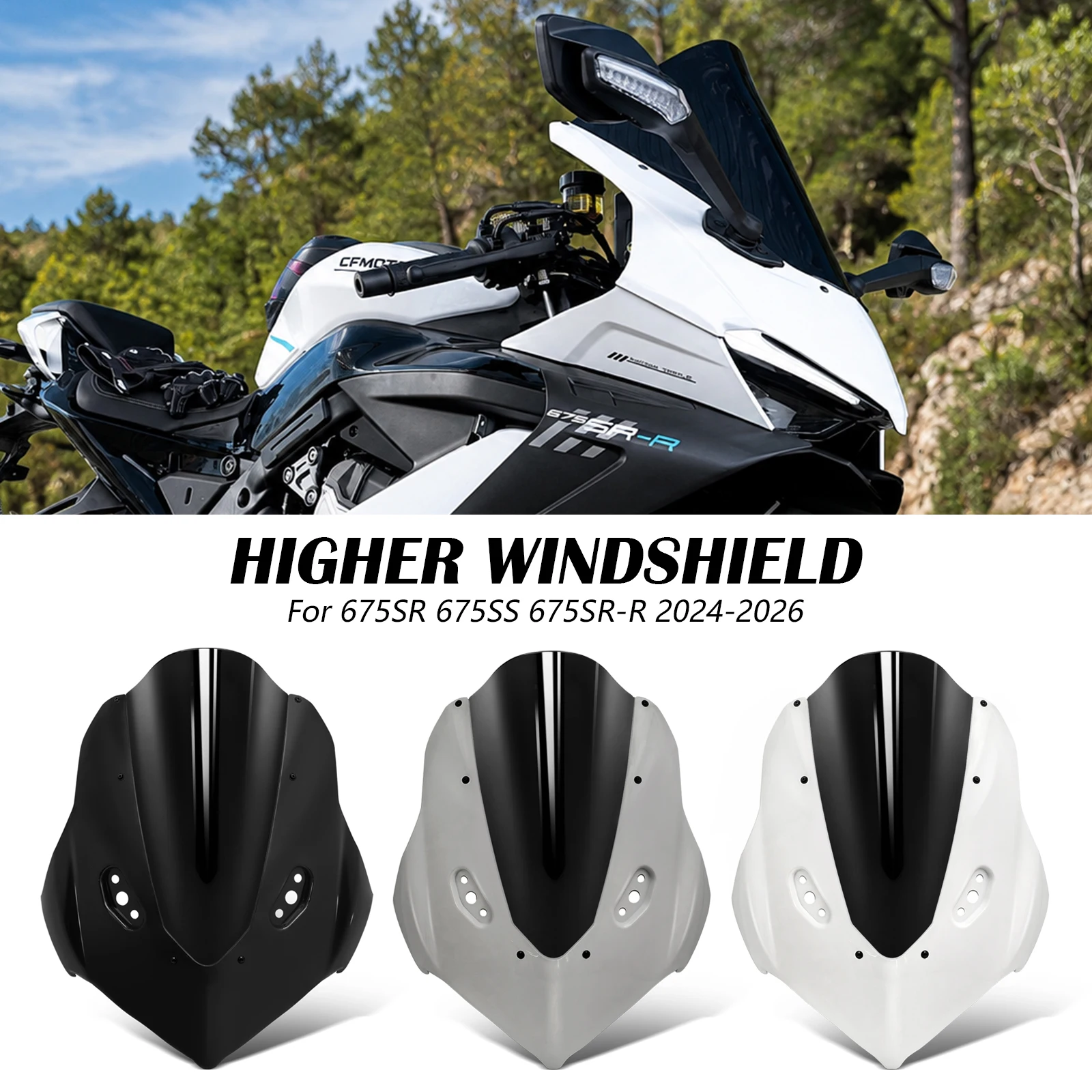 For CFMOTO 675SR 2024 675SRR 2025 675SS 2026 Motorcycle Windshield Modified Parts Competitive Front Windshield Protective Cover