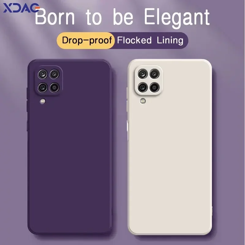 

Square Liquid Silicone Phone Case for Samsung Galaxy A12 F12 M12 SamsungA12 SamsungM12 360 Full Protective Soft Back Cover Coque