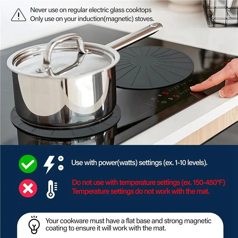 LLCS-3X Induction Cooktop Mat - Silicone Fiberglass Scratch Protector - For Magnetic Stove - Non Slip Pads