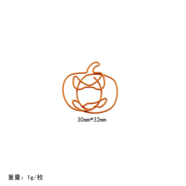 30pcs 할로윈 호박 박쥐 유령 모양 금속 종이 클립 책갈피 바인딩 노트 장식 편지지 학교 바인더 클립 편지지