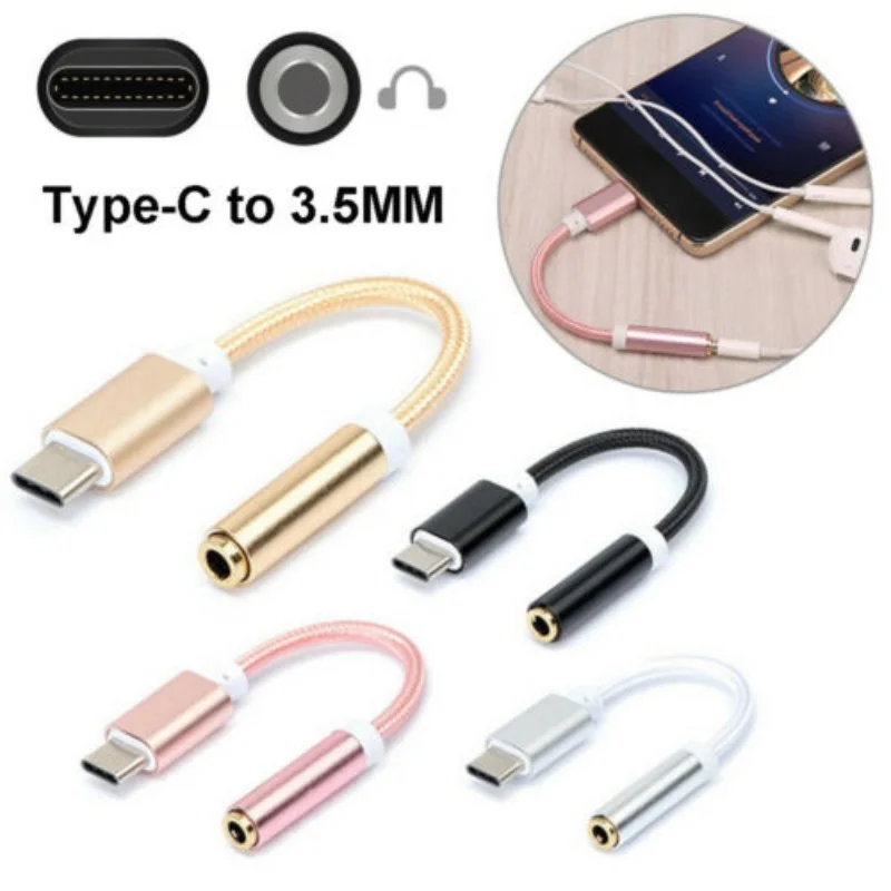 USB Type C To 3.5mm Aux Adapter Support Type-c 3.5 Jack Audio Cable Earphone Cable Converter for OnPlus Huawei Xioaomi Honour