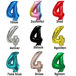4 balões número, 32 polegadas, 4 número, quatro globo verde, azul, tamanho grande, aniversário, grande, vermelho, rosa, dourado, preto