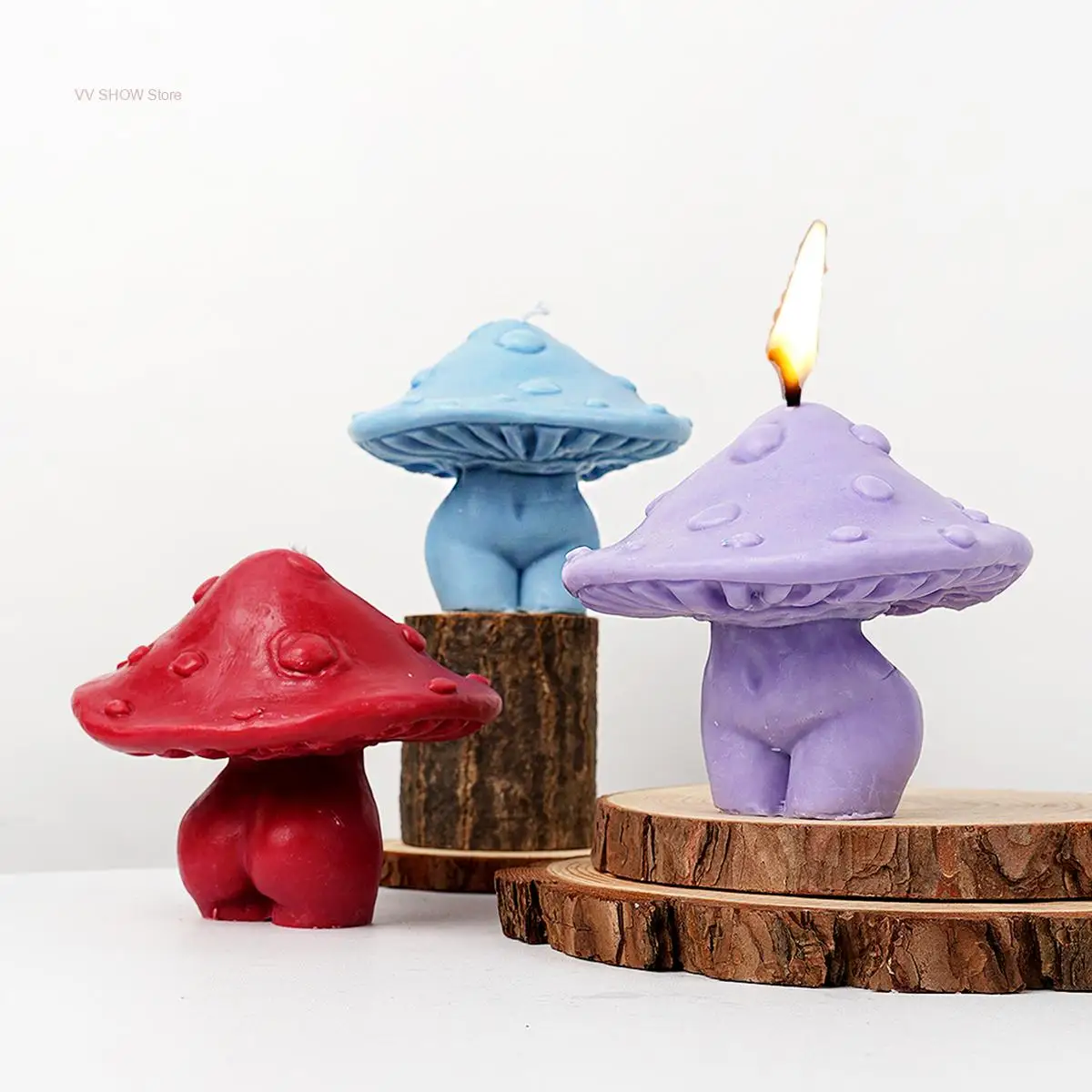 Human Body Mushroom Silicone Mold DIY Handmade Creative Mushroom Flower Scented Candle Plaster Mold Bust Full Body Art Ornaments