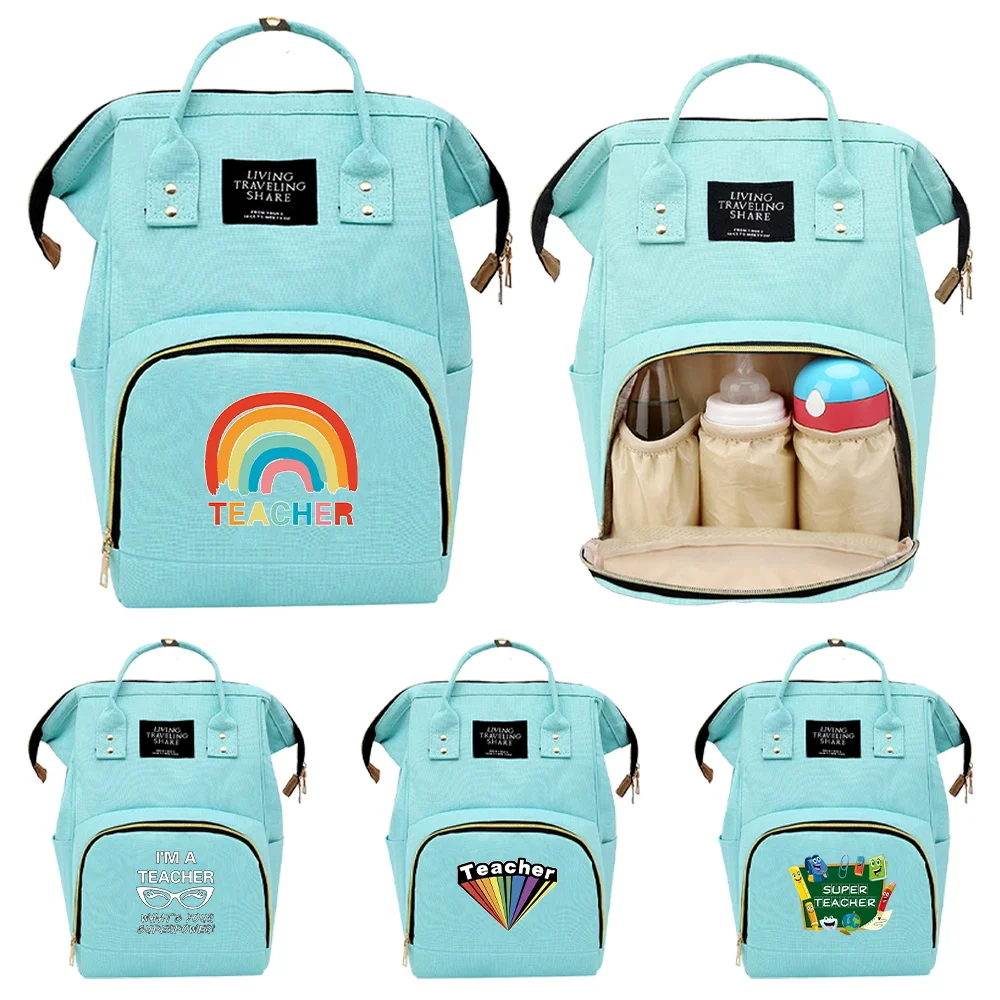 Mommy Bag Nappy Bags Storage Handbag Outdoor Travel Diaper and Bottle Storage Backpack Multi-function Tote Bag Teacher Pattern