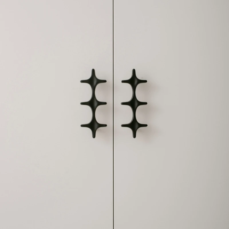 

Minimalist Black Brass Cabinet Door Handle Creative Personality Wardrobe Furniture Drawer Cross Hardware