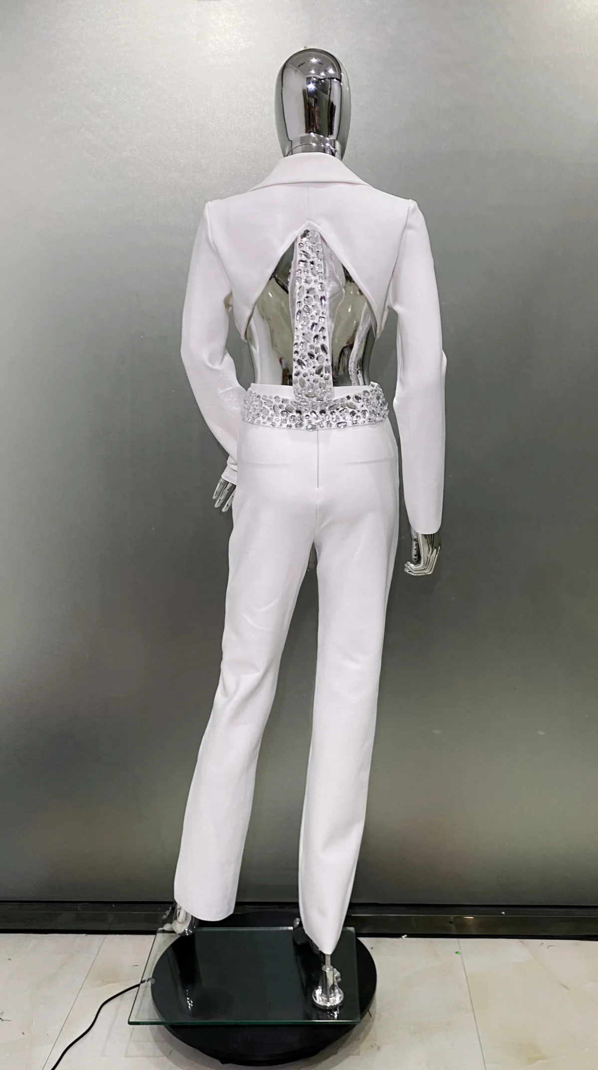 Stylish Luxury Woman Set Dazzling Diamonds Hollow Out Top And Pants 2 Pieces Fashion Woman High Street Wear Vaction Outfit