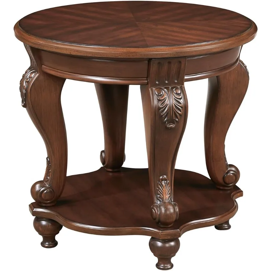 

Винтажный маленький круглый столик 22, деревянный боковой столик, антикварные ножки стола с элегантной резьбой, простая сборка, вишня