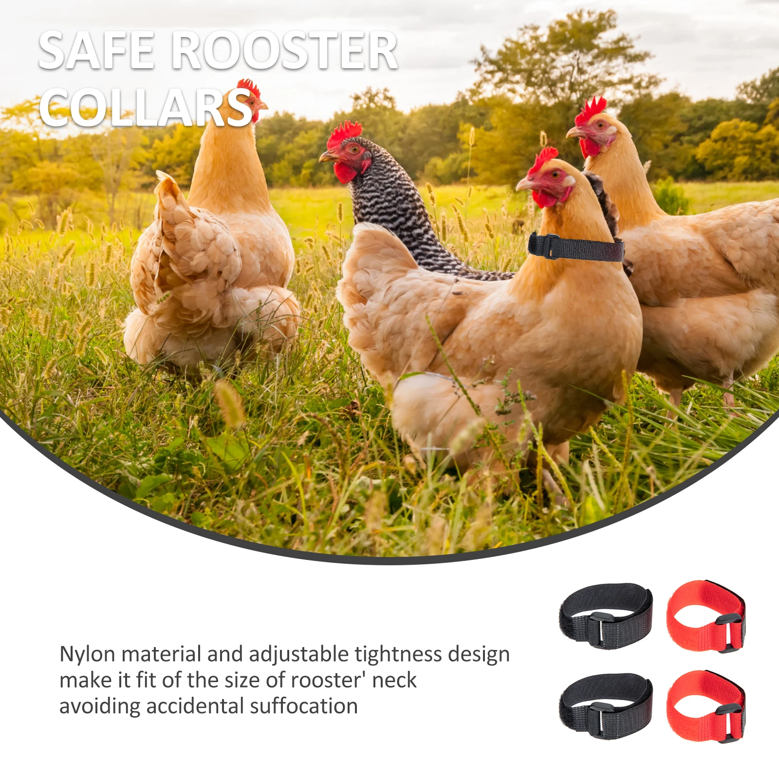 

4 Pcs Durable Nylon Rooster Collars Anti-Crowing Adjustable Chicken Saddles Noise Free Hens Protection Pet Supplies