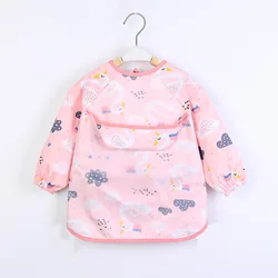 Baby Girls Apron Bibs Toddler Long Sleeve Scarf Waterproof Art Smock Feeding Bib Infant Boys Girls Kids Burp Cloth Bandana