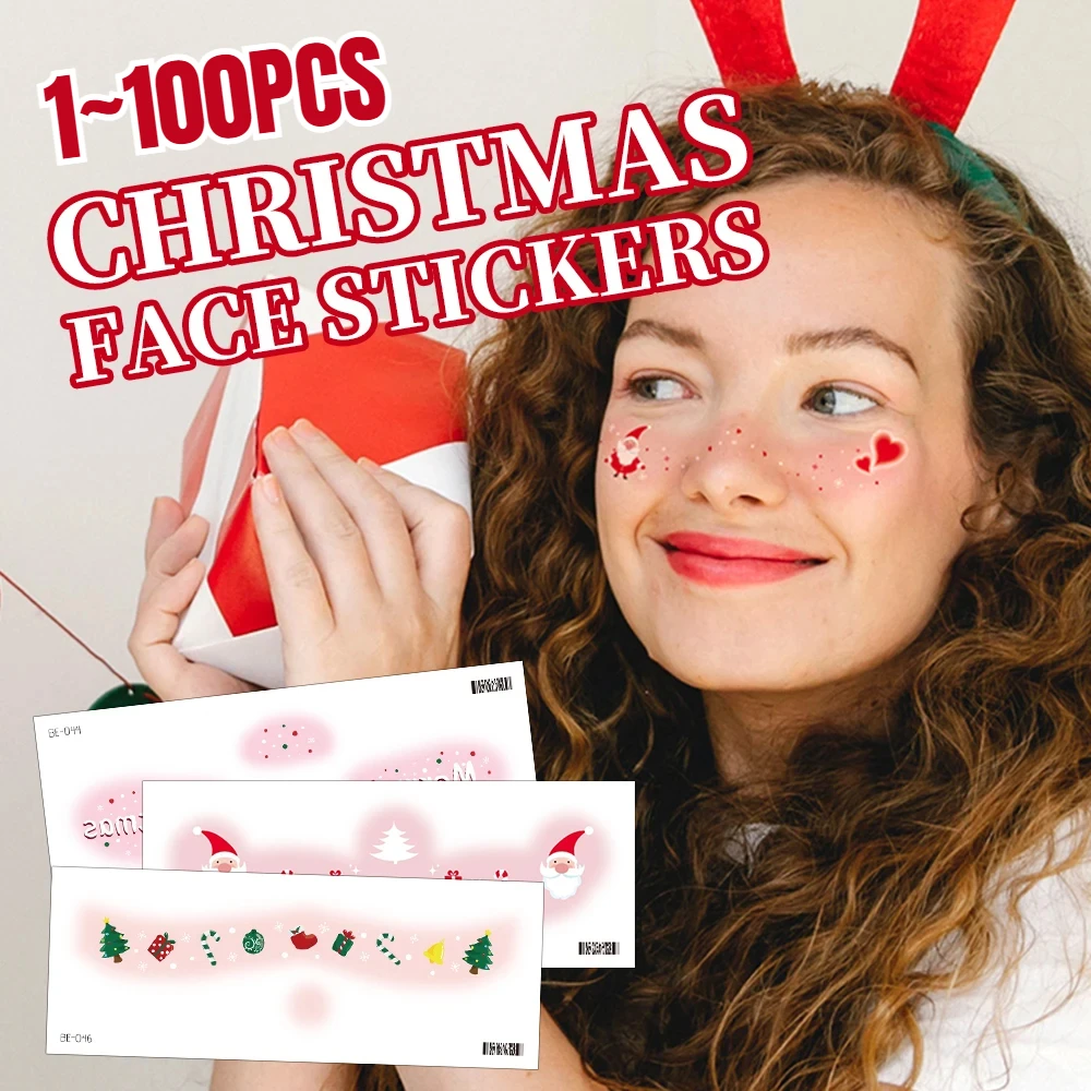 Freckles Face Tattoo for Christmas Makeup Temporary Tattoo Stickers Kids Women Body Art Tattoos Waterproof Snowflake Santa Tatoo