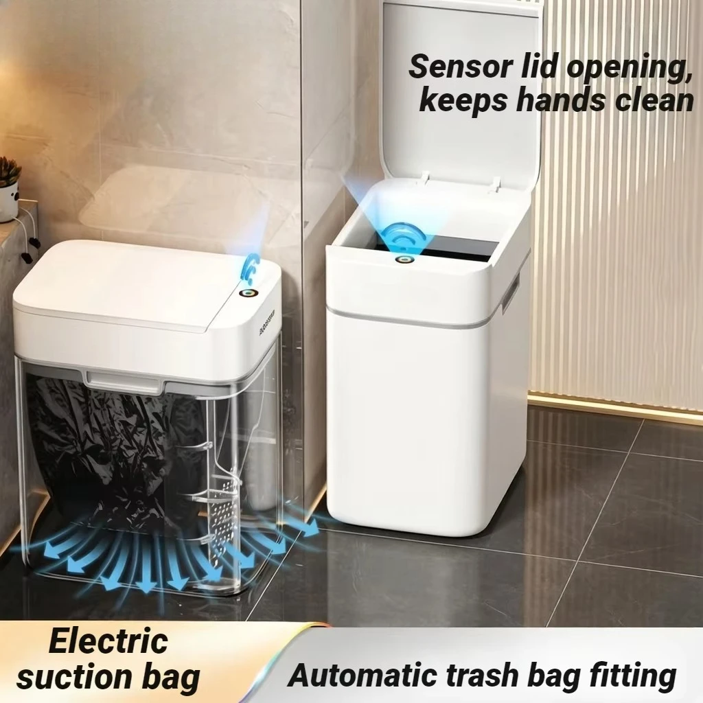JOYBOS Smart Sensor Trash Can 12L Automatic Sensor Absorption Bags Large Capacity With Lid Garbage BinSuitable For Home Bathroom