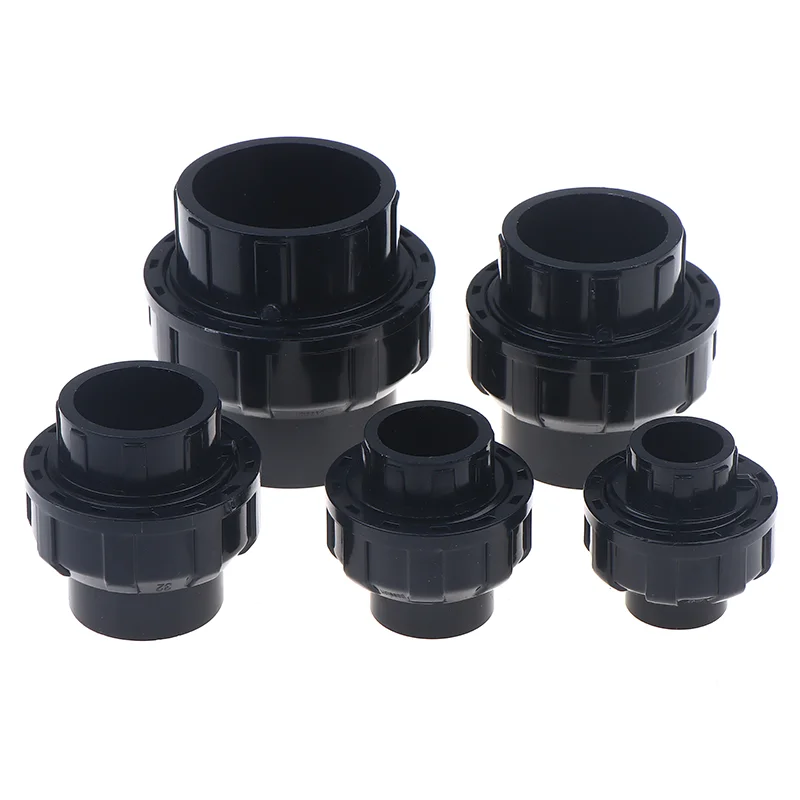 1/5Pcs 20/25/32/40/50mm Black PVC Union Connector Garden Irrigation Pipe Direct Joints Aquarium Drainage Pipe Straight Connector