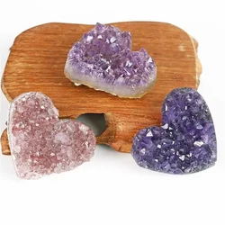 Wholesale Natural Healing Crystals Stone Heart-shaped Pink Amethyst Cluster Stone Crystals Geode