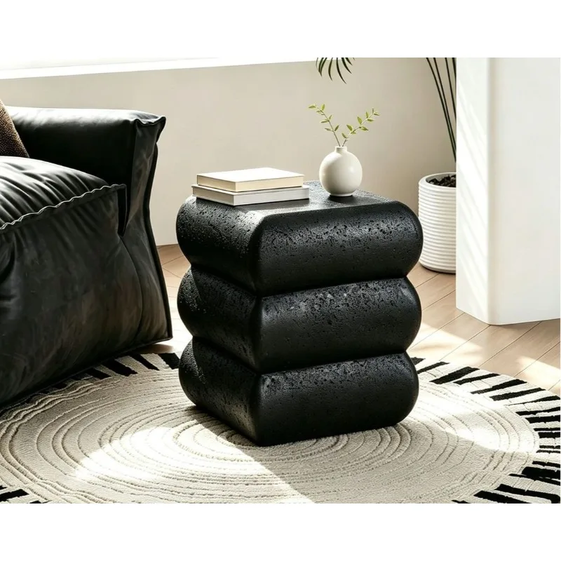 bedside shelves, small coffee table bedside tables, bedroom household travertine edge magnesium oxide mud high-value mini