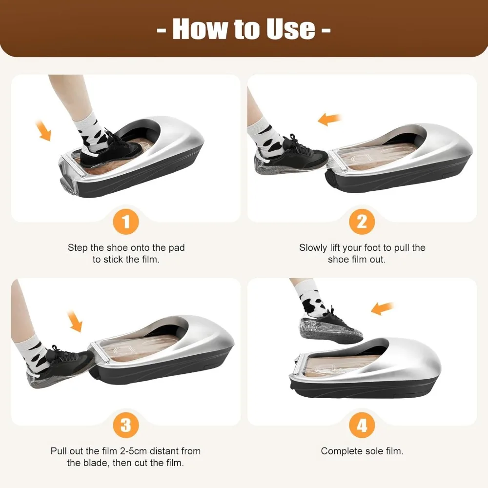 Shoe Film Machine Automatic Shoe Cover Dispenser Portable Shoe Wrapping Machine for Home Office Lab with 1 Roll Shoe Film