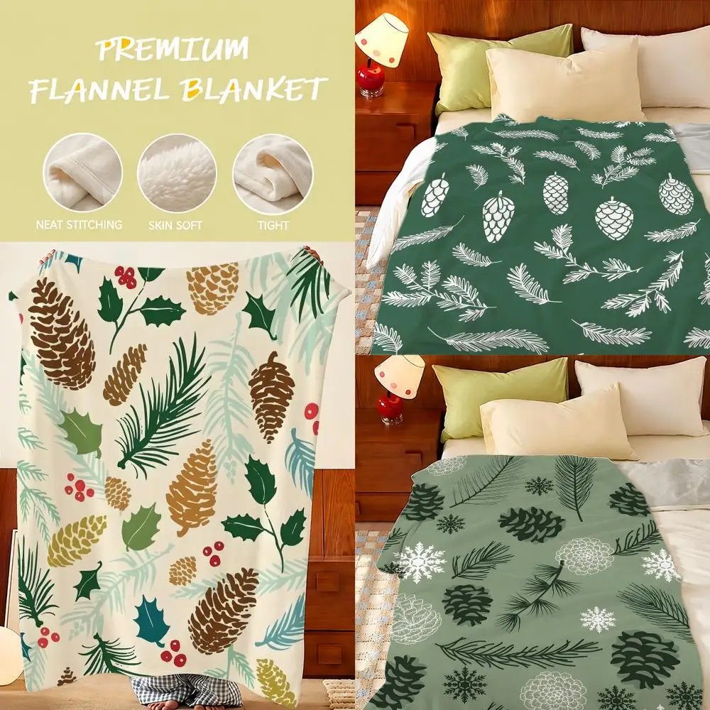Pinecone  Throw Plush Flannel Throw Blanket, Sofa Bed Travel Picnic Home Textile Decor