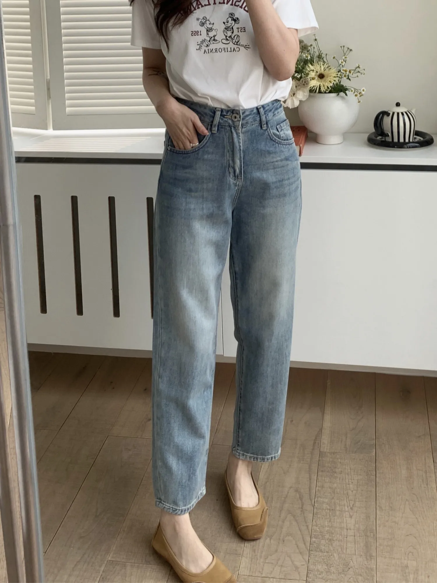 ZHISILAO Fashion Embroidery Ankle-length Harem Jeans Women Vintage Elegant Straight Denim Pants 2024