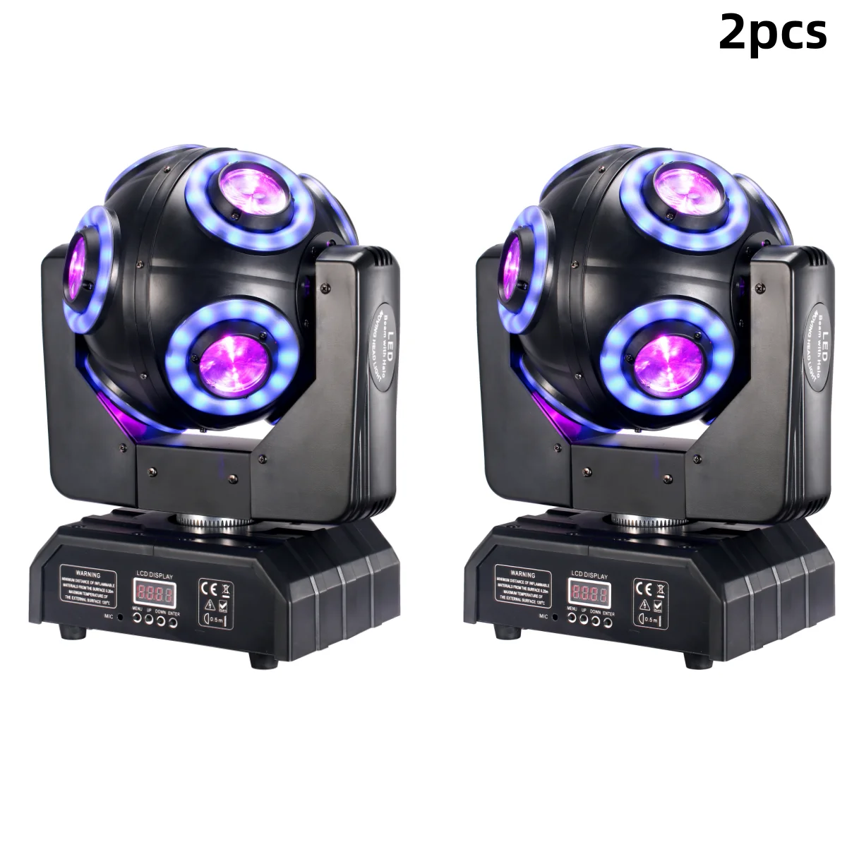 

2шт светодиодный футбольный фонарь с подвижной головкой 8x15 Вт RGBW 4в1 с Halo RGB 360 ° Бесконечный вращающийся луч, стробоскоп Dj Bar DMX512, сценический эффект