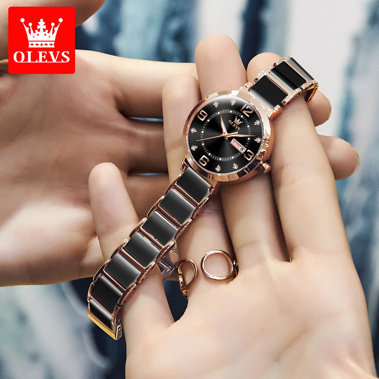 OLEVS Original Elegant Waterproof Watch for Women Luxury Ceramic Watches for Women High Quality Fashion Casual Lady Wrist Watch