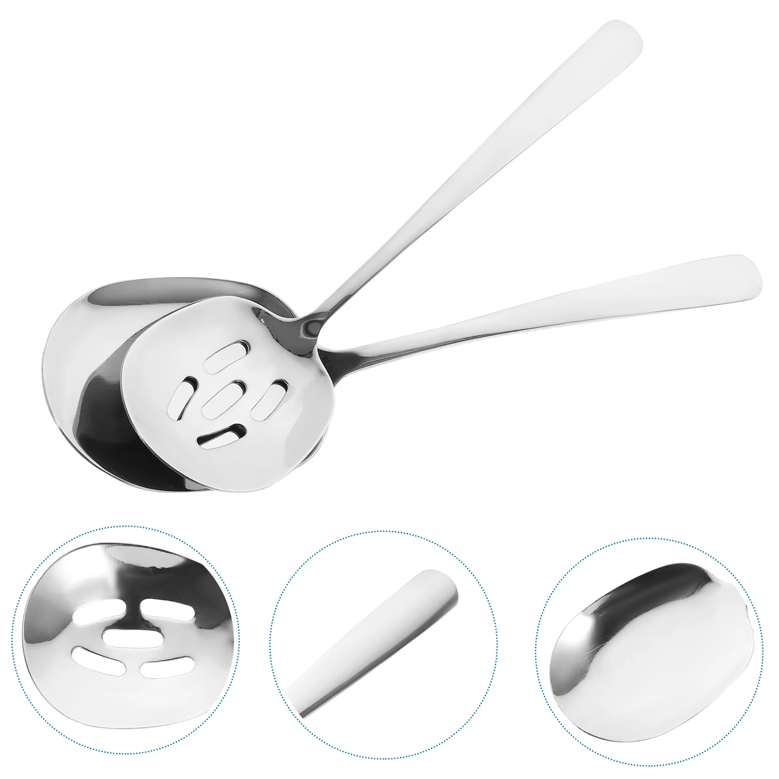 

2 Pcs Extended Dish Sewage Spoon Serving Utensils Household Slotted Metal Kitchen Spoons Dinner Stainless Steel Large