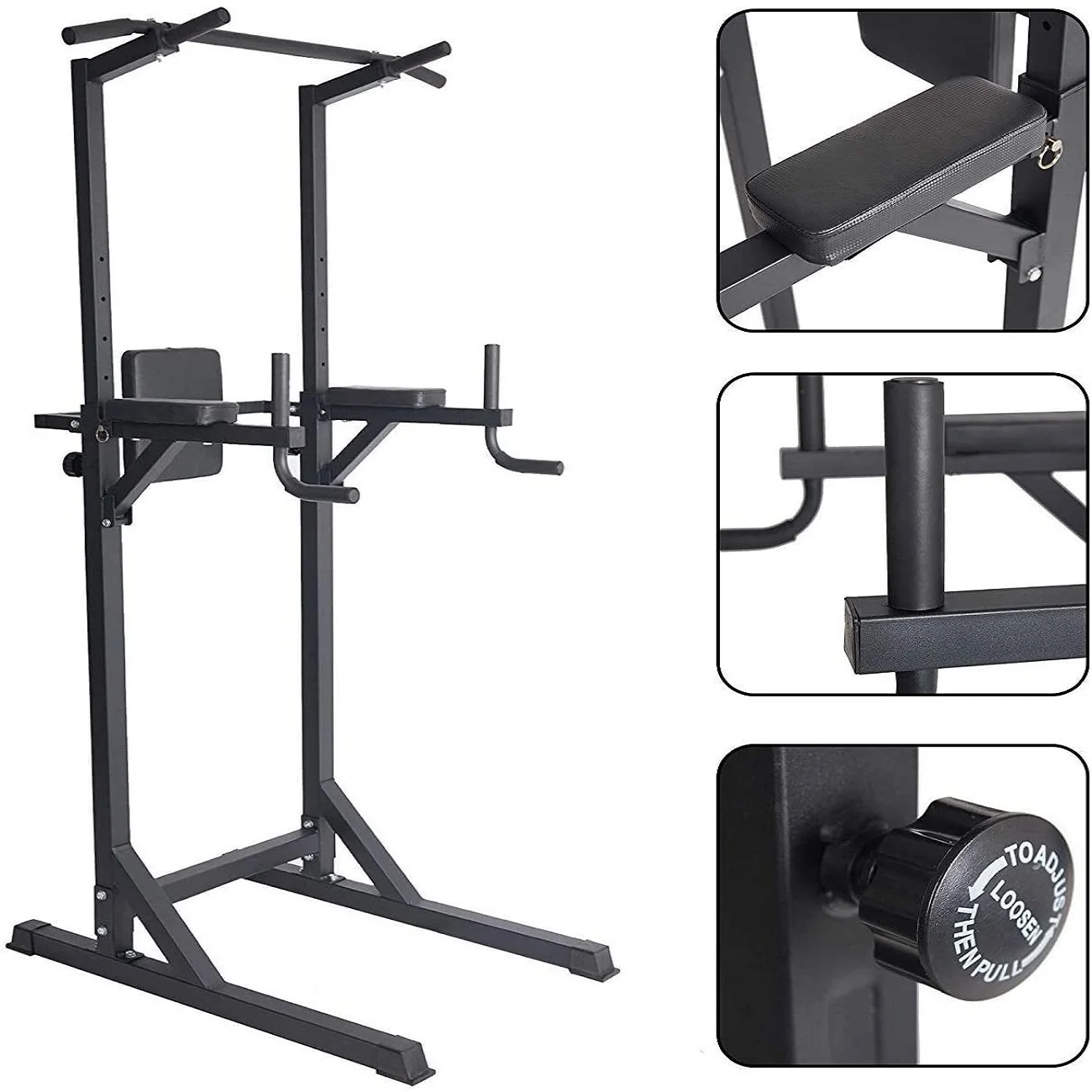 NEW Bosonshop Power Tower Adjustable Multi-Function Strength Training Dip Stand Workout Station Fitness Equipment for Home Gym