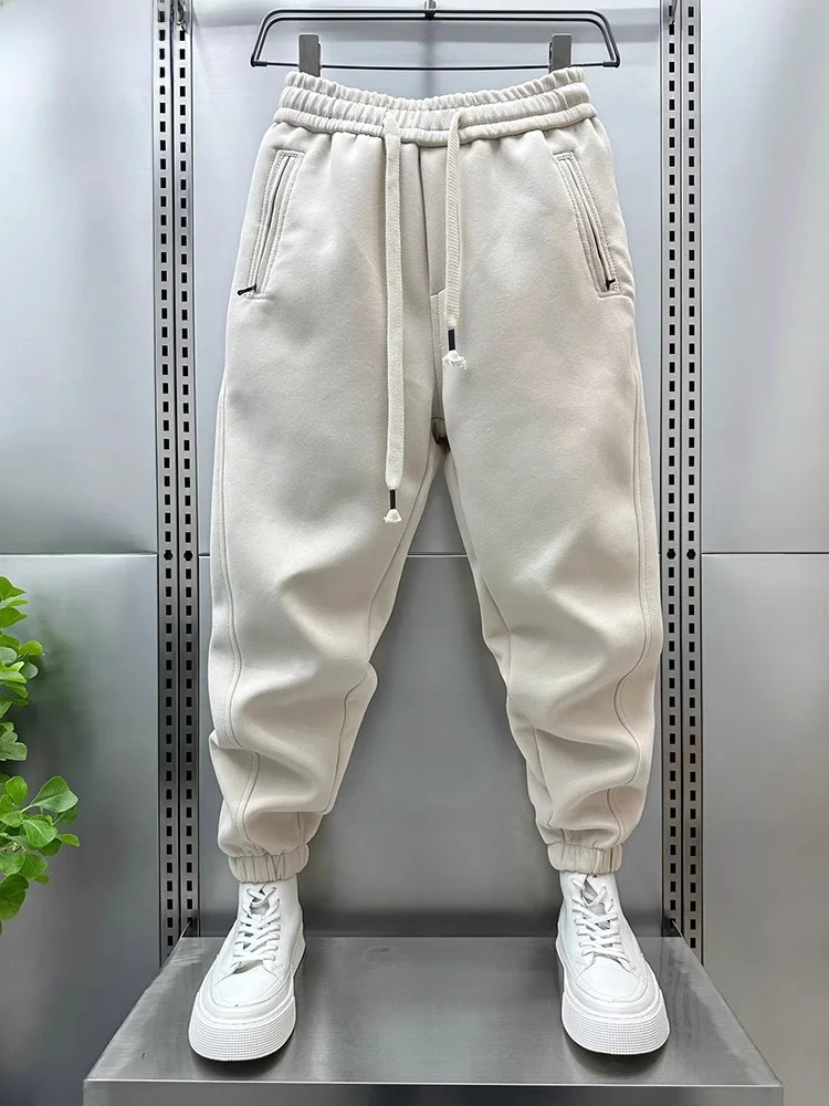 

Мужские повседневные спортивные брюки с флисовой подкладкой, утепленные, в стиле Харадзюку, осенне-зимние, новые, удобные, дышащие, приятные для кожи, эластичные.