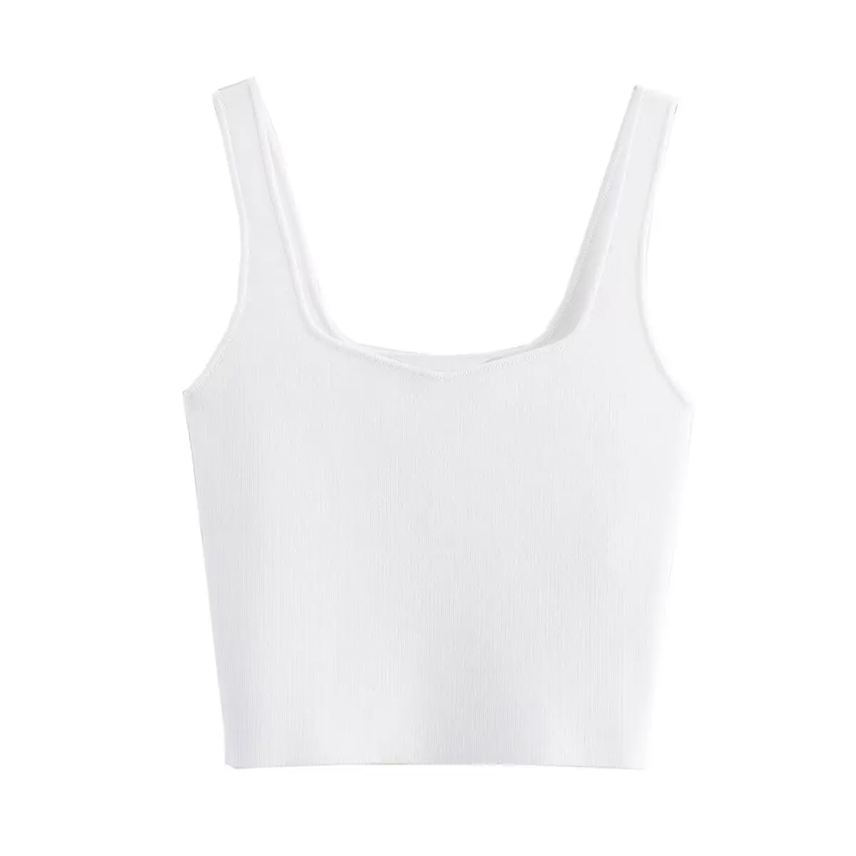 European and American style square collar slim fit wide shoulder strap camisole women\'s summer pure desire short knitted top