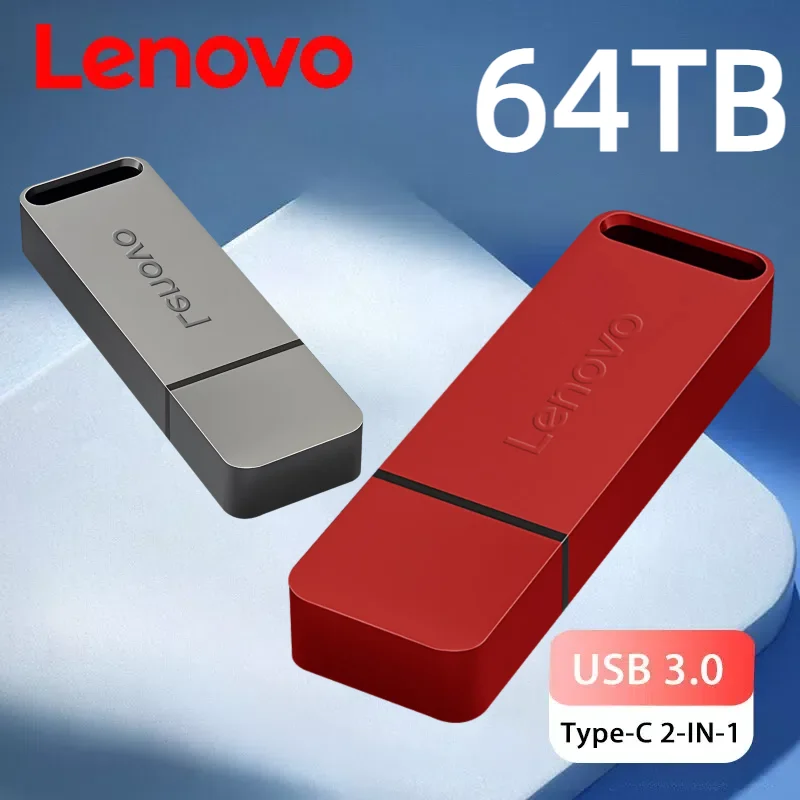 

Оригинальный USB-накопитель Lenovo 64 ТБ, 2 ТБ, USB 3.0, металлический, высокоскоростной ​ ​ Портативный водонепроницаемый флэш-накопитель с памятью большой емкости