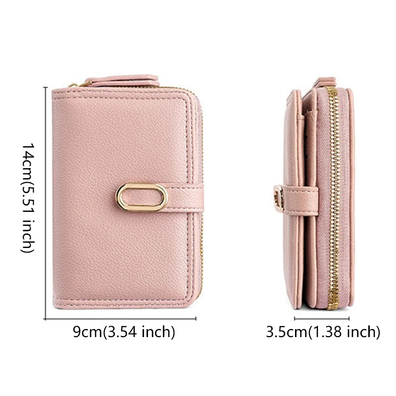 محفظة نسائية مع جيب للعملات المعدنية بسحاب محافظ من جلد البولي يوريثان للنساء محافظ بنمط ليتشي وحقائب يد وحقائب نقود Simole Billfold #2