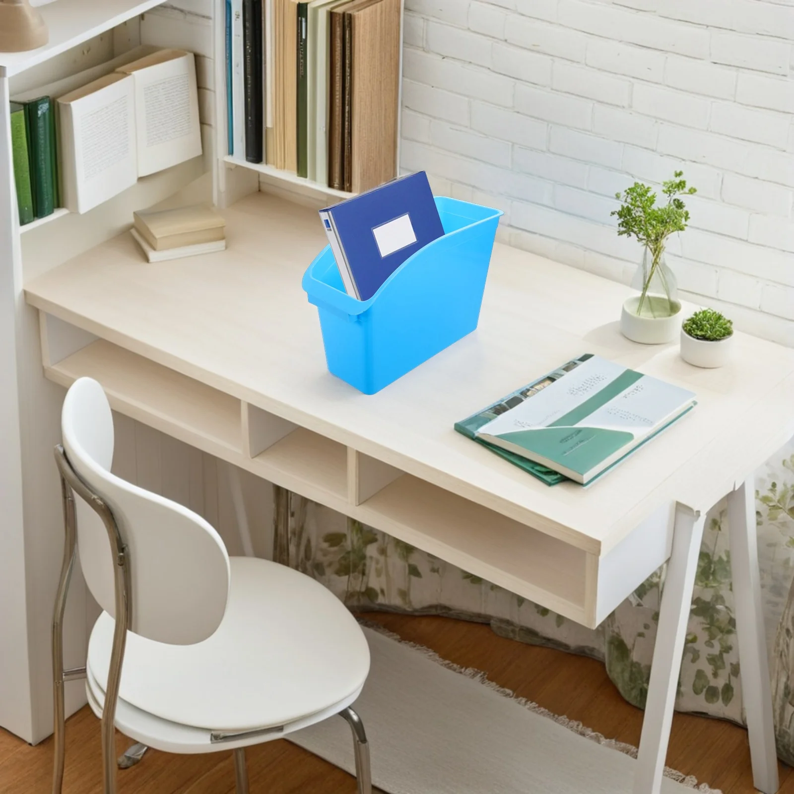 

1pcs Recycling Trash Can Large Capacity Plastic Desktop Bin For Office Countertop Indoor Outdoor Easy Clean Organizer