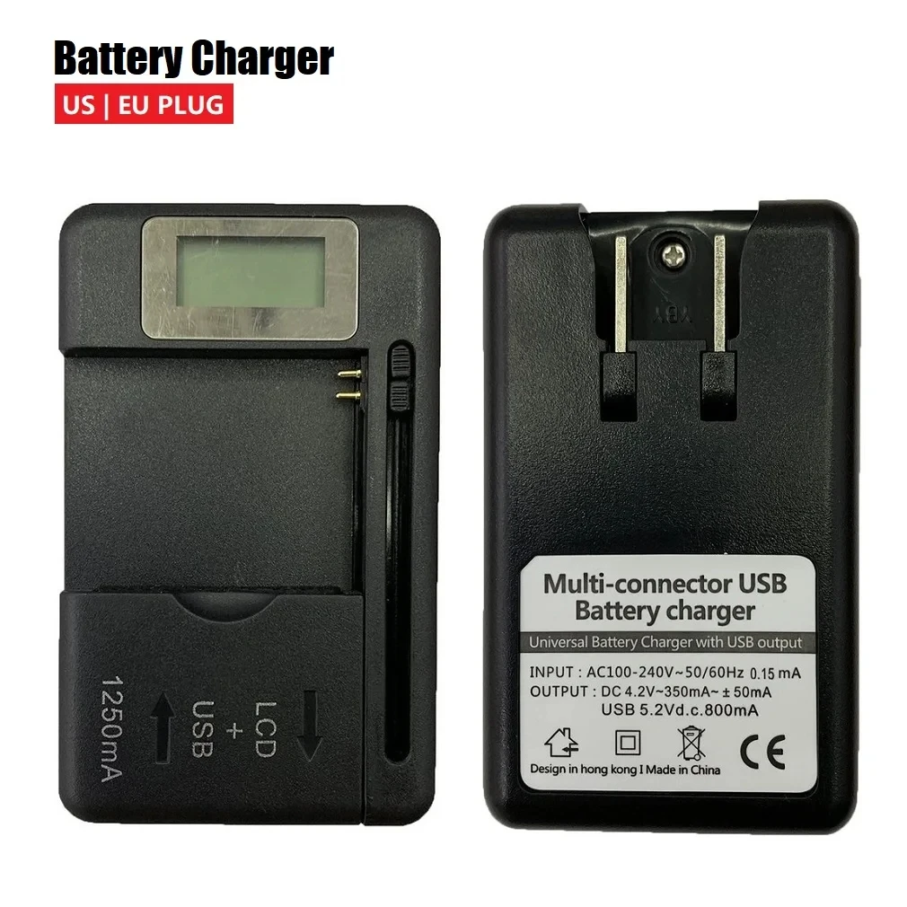 Multi-Connector Mobile Battery Charger AC100-240V LCD Indicator Screen With USB Port 32-55mm Charge For Android US EU Plug