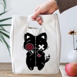 Gothic Horror Cat Funny Thermal Lunch Bags for Women Kids School Office Bento Food Storage Insulation Fashion Portable Lunch Bag