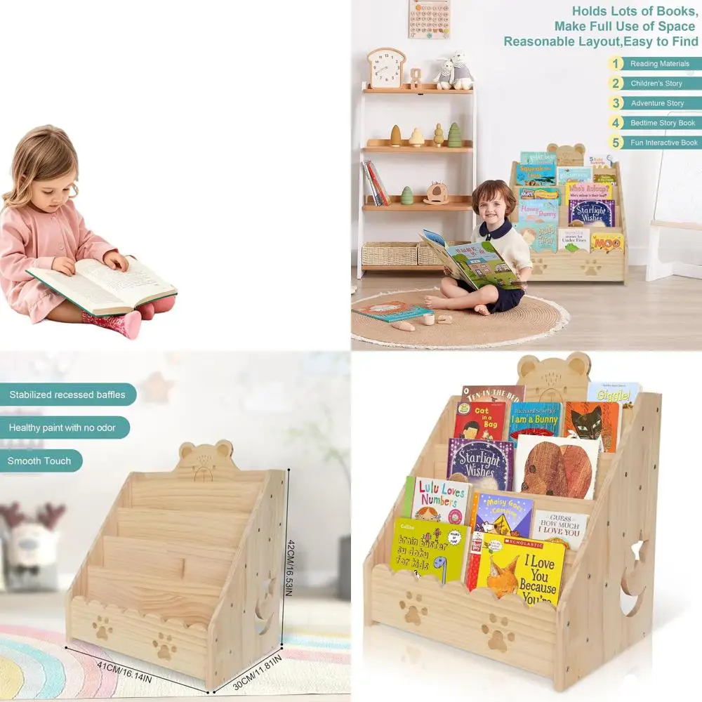 

Деревянная 5-ярусная книжная полка в стиле Монтессори для детских, игровых комнат и детских комнат