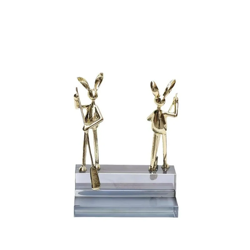 

Simple modern art soot crystal glass punting rabbit ladder parts sales office model room home desktop creation