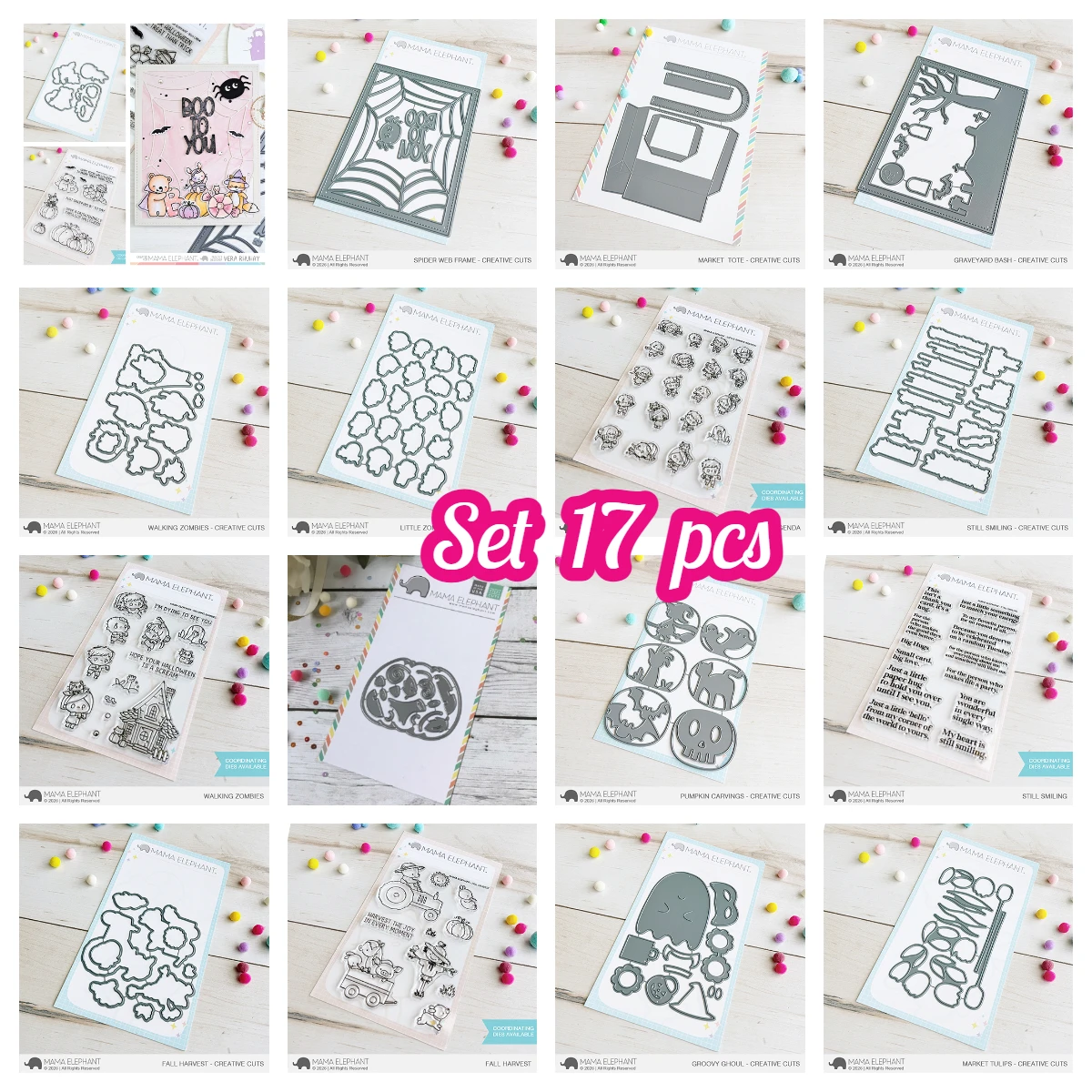 

Mama Elephant Halloween Pumpkin Ghost June 2026 New Metal Cutting Dies Stamps for DIY Handmade Photo Album Scrapbooking Calenda