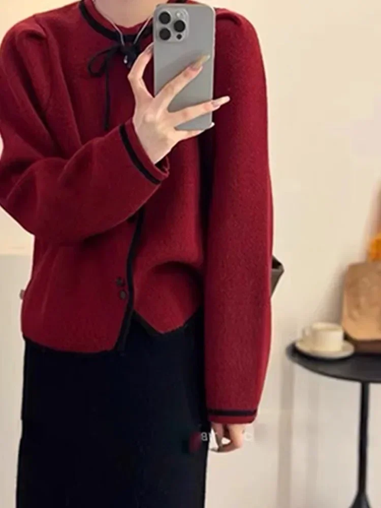 Cardigan Women Button-up Autumn Outwear Loose Casual Lace-up Korean Style All-match Temper Trendy Tender Ulzzang Daily Vintage