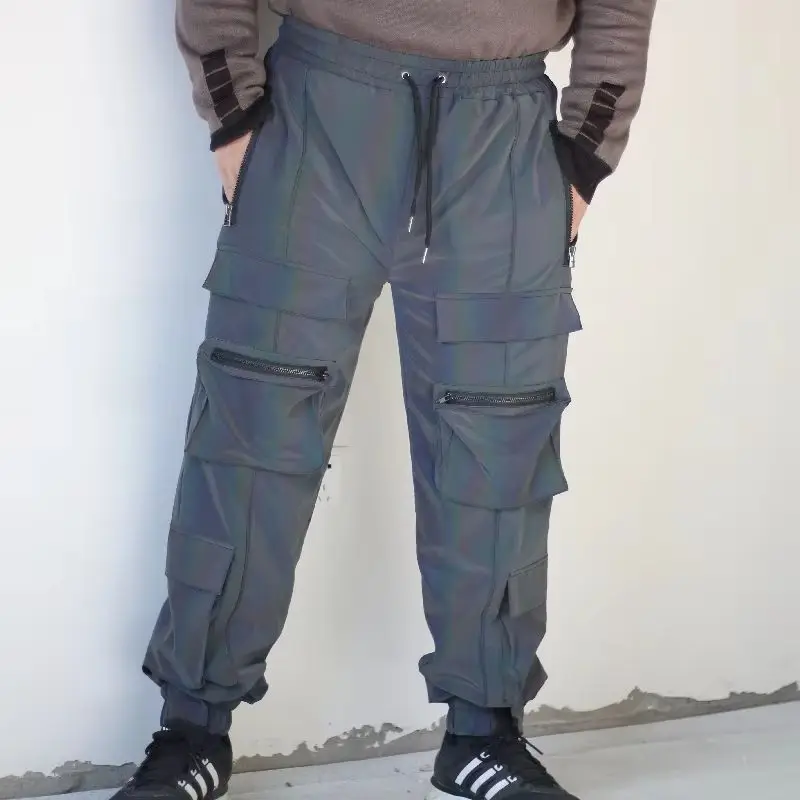 Multifunction Tactics Colorful Reflective Pants Men Overalls Multi-pocket Outdoor Sports Cycling Motorcycle Road Safety Trousers