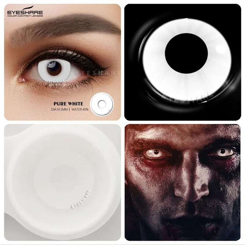 EYESHARE 1Pair Halloween Colorful Contact Lenses Anime Cosplay Eye Lenses Multicolored Lenses White Black Lenses Yearly Contacts