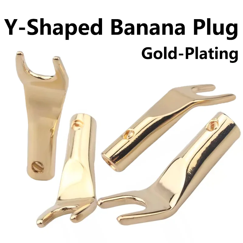 

8pcs Gold Plated Coppe Y-type Banana Plug Speaker Connector Loudspeaker Amplifier Joint Adapter