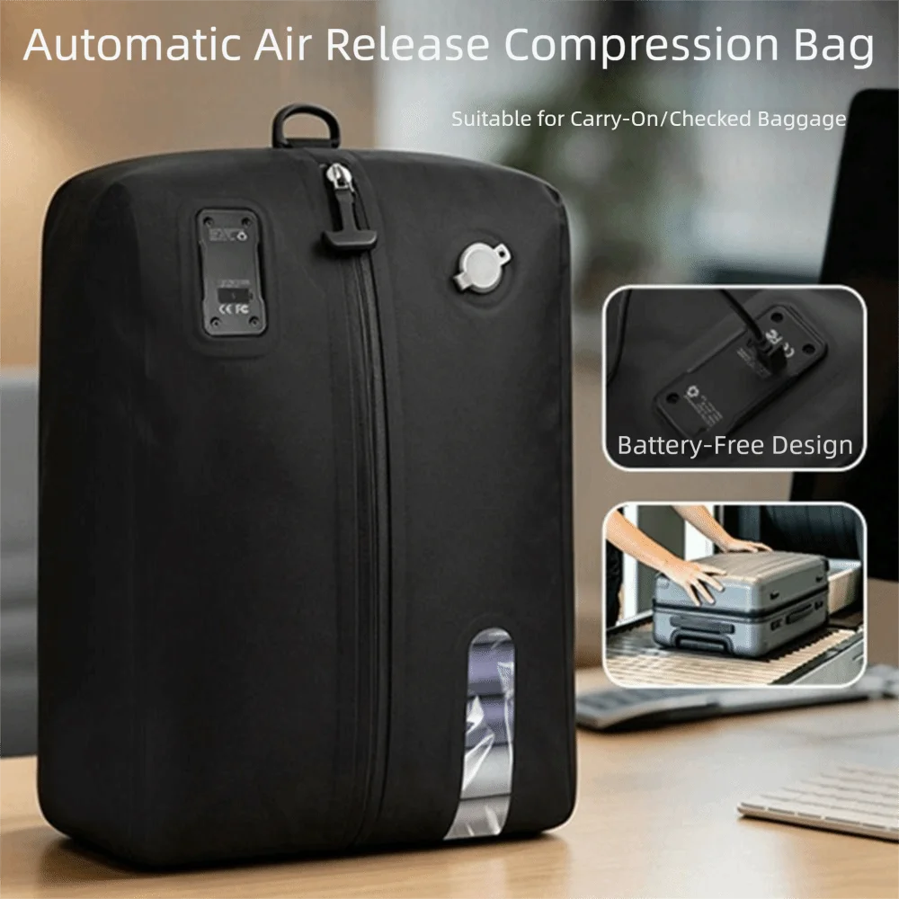 Reusable Vacuum Compression Bag 16/20/24L Built-in Pump Vacuum Sealed Pouch See-through Window Waterproof Suitcase Garment Cube