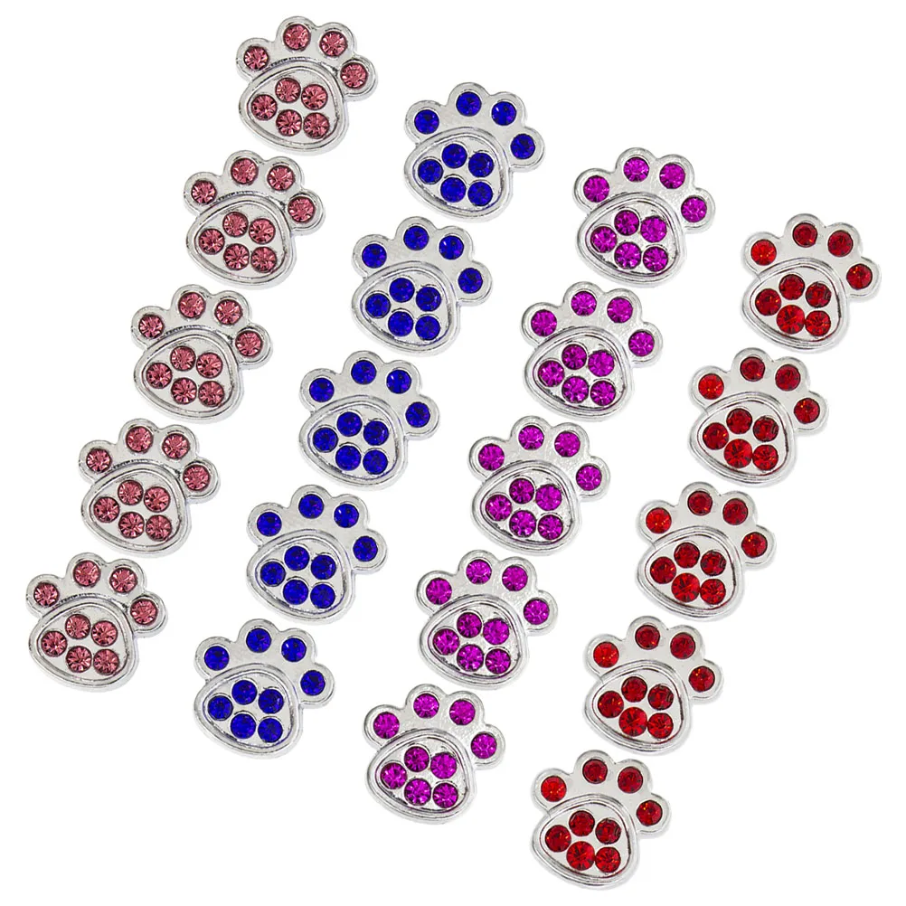 

20Pcs Dog Paw Charm Pendant DIY Supplies Rhinestone Puppy Footprint Charms Loose Beads for Necklace Bracelet Jewelry Making