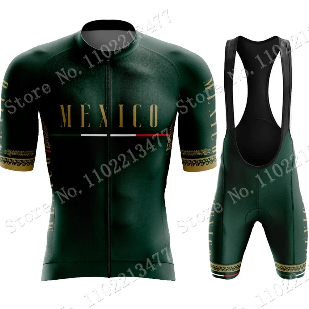 2023 Mexico Cycling Jersey National Team Set Summer Mexican Red Clothing Road Bike Shirts Suit Bicycle Bib Shorts MTB Ropa