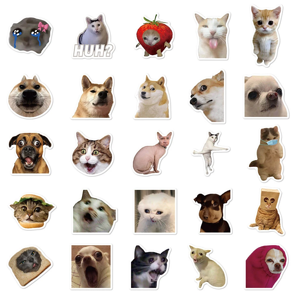 10/30/50개 클래식 인터넷 밈 스티커 재미있는 표정 만화 데칼 장식용 여행가방 기타 전화기 그래피티 스티커 장난감