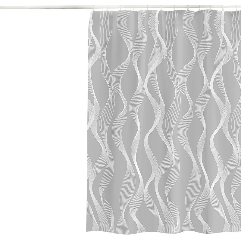Thickened Polyester Fabric Waterproof Shower Curtain Available In All Seasons Extra Large Wide for Bathroom with Hooks